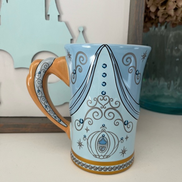 Disney Parks Cinderella Blue Rhinestone Slipper Shoe Coffee Tea Mug - Picture 5 of 9